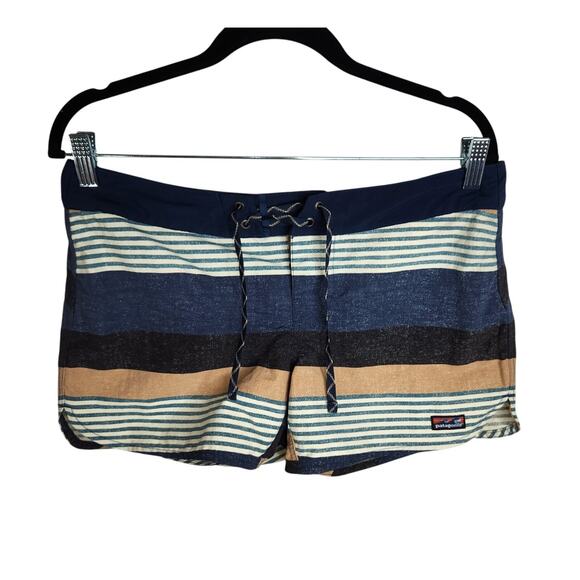 Patagonia Wavefarer Board Shorts Womens Size 8 Fitz Stripe Texture Tidepool Blue - Picture 1 of 7